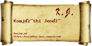 Komjáthi Jenő névjegykártya